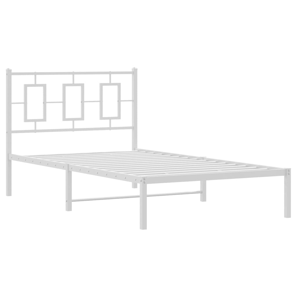 vidaXL Bedframe met hoofdbord metaal wit 100x190 cm afbeelding
