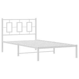 Kovový rám postele s čelem bílý 100 x 200 cm - obrázek 3
