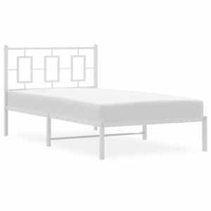 Kovový rám postele s čelem bílý 100 x 200 cm - obrázek 4