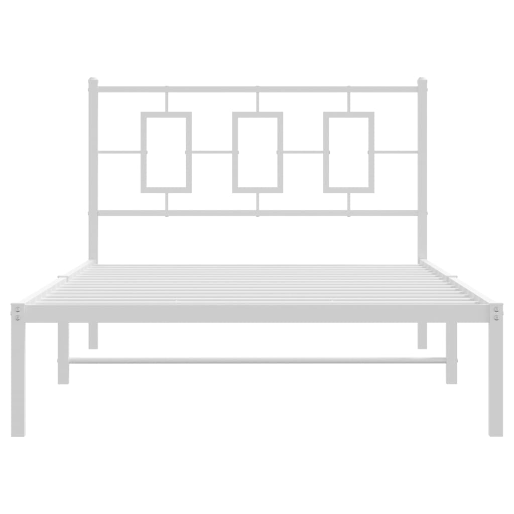 vidaXL Bedframe met hoofdbord metaal wit 107x203 cm, foto 4