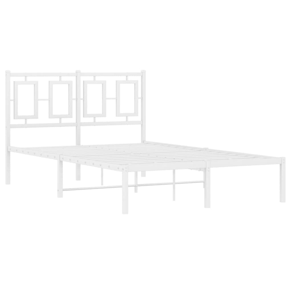 vidaXL Bedframe met hoofdbord metaal wit 120x200 cm afbeelding