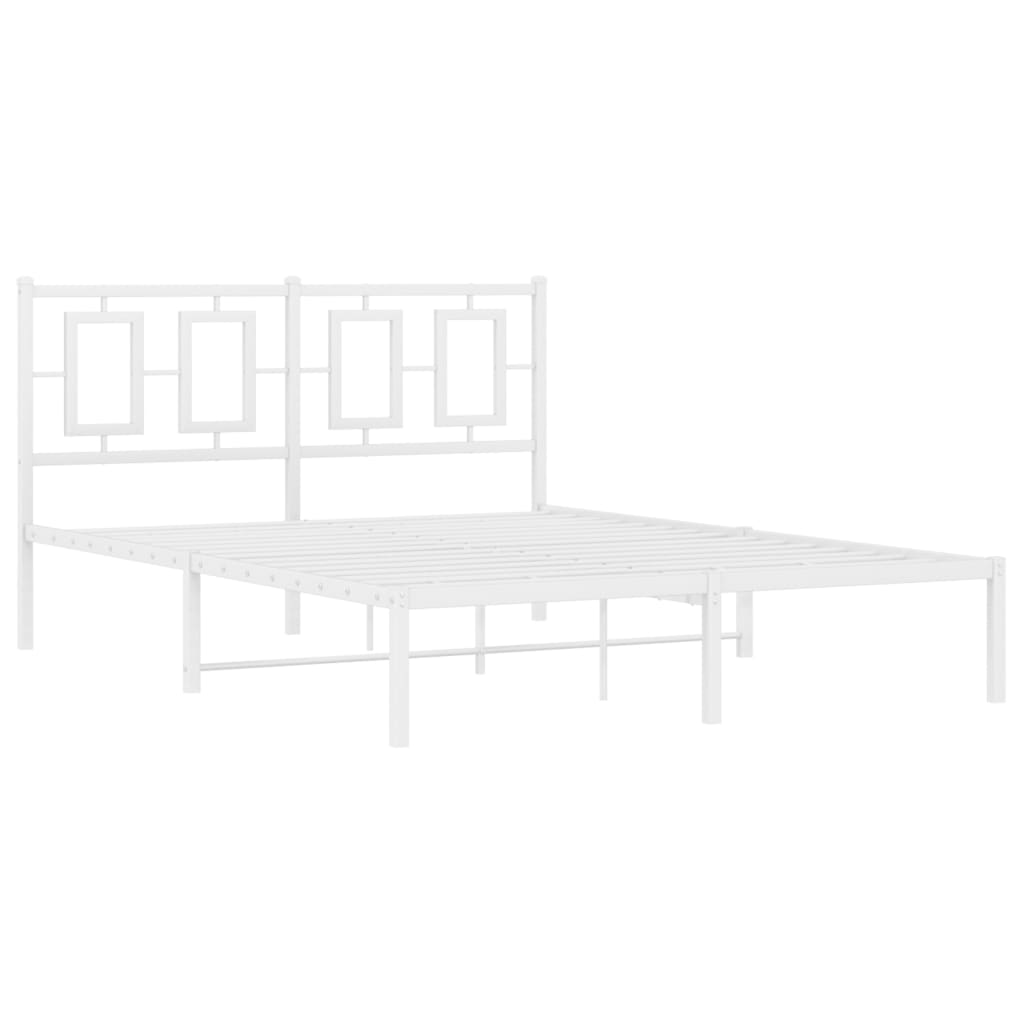 vidaXL Bedframe met hoofdbord metaal wit 140x190 cm afbeelding