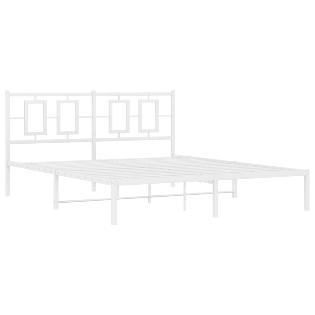 Thumbnail - vidaXL Bettgestell mit Kopfteil Metall Weiß 150x200 cm