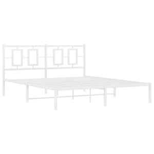 Kovový rám postele s čelem bílý 150 x 200 cm - obrázek 3