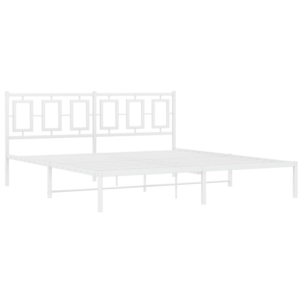 vidaXL Bedframe met hoofdbord metaal wit 180x200 cm afbeelding