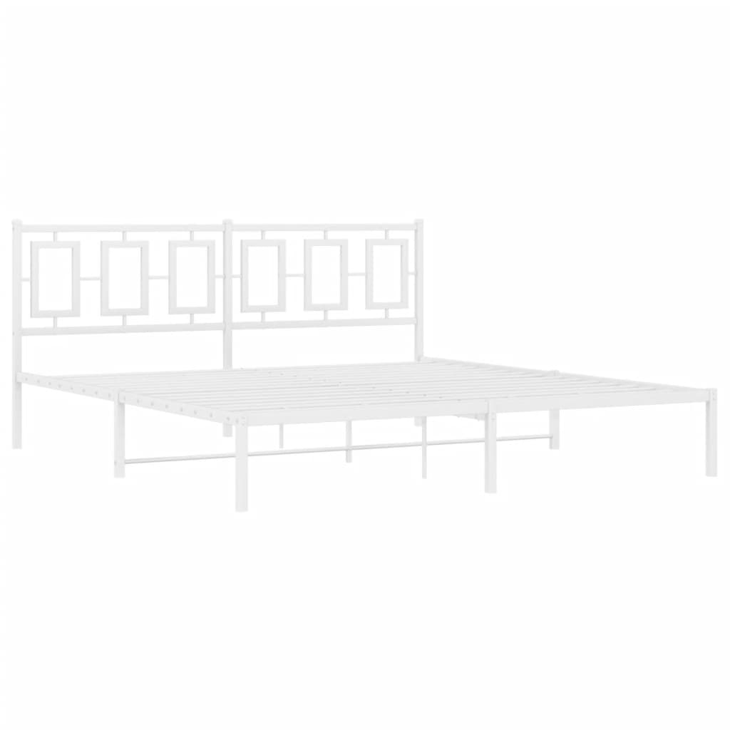 vidaXL Kovový rám postele s čelom biely 183x213 cm