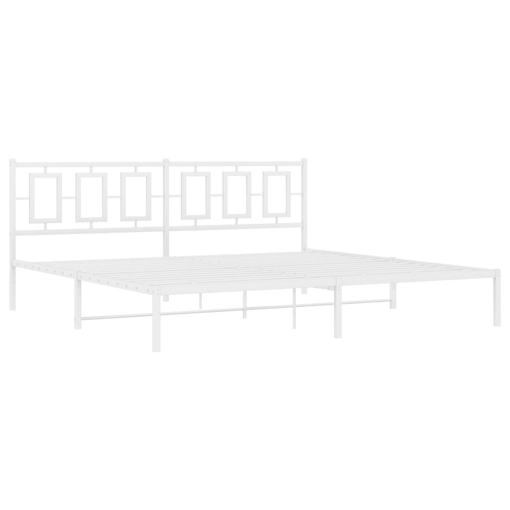 vidaXL Bedframe met hoofdbord metaal wit 200x200 cm, foto 2