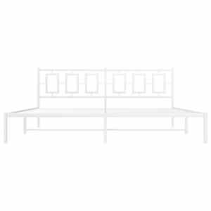 Kovový rám postele s čelem bílý 200 x 200 cm - obrázek 5