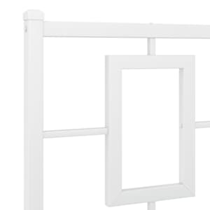Kovový rám postele s čelem bílý 200 x 200 cm - obrázek 8