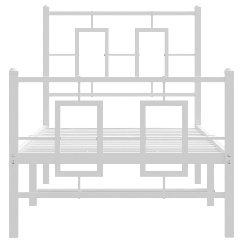vidaXL Bedframe met hoofd- en voeteneinde metaal wit 75x190 cm, foto 4