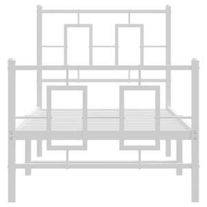 Kovový rám postele s hlavovým a nožním čelem bílý 75 x 190 cm - obrázek 5