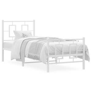 Kovový rám postele s hlavovým a nožním čelem bílý 80 x 200 cm - obrázek 2