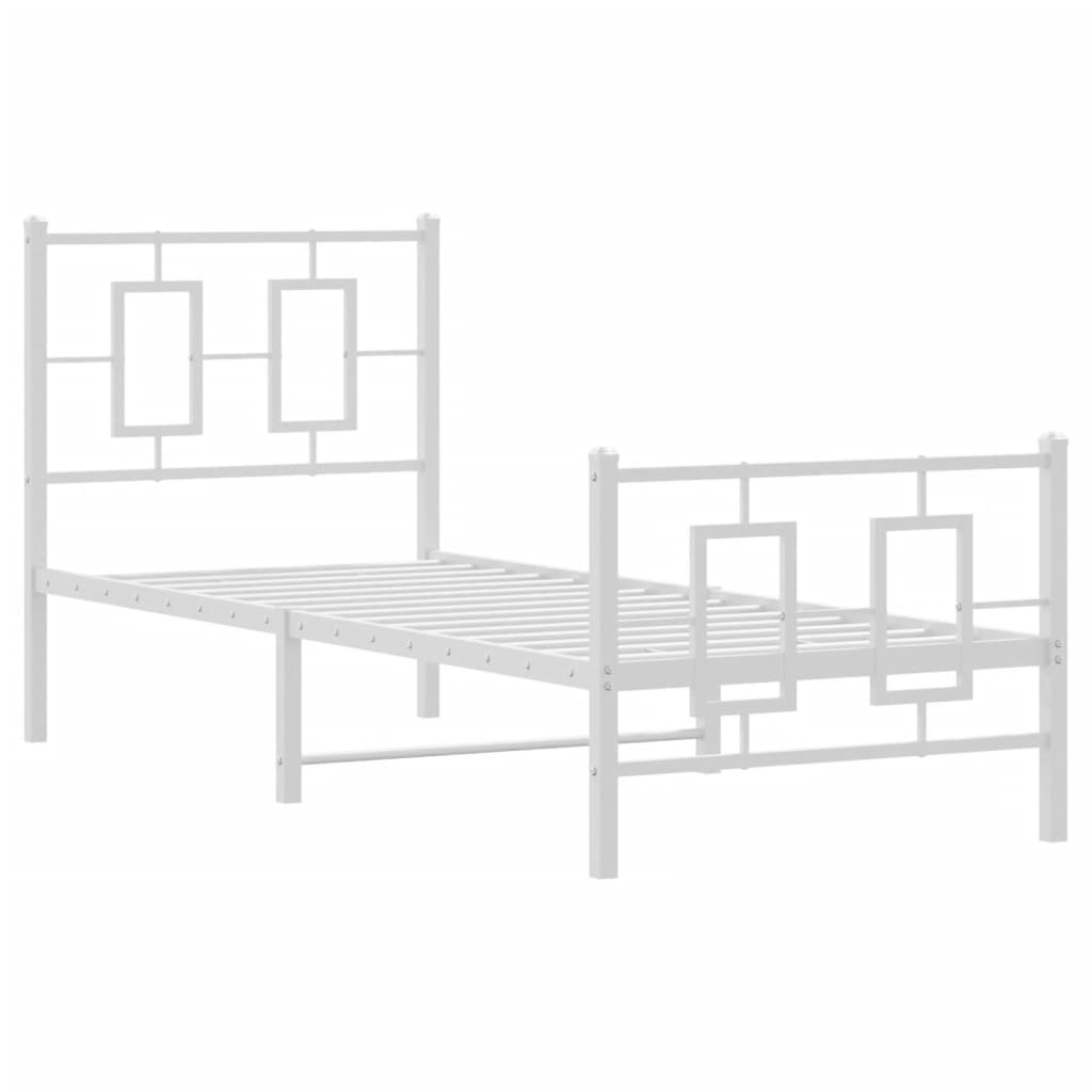 vidaXL Bedframe met hoofd- en voeteneinde metaal wit 80x200 cm afbeelding