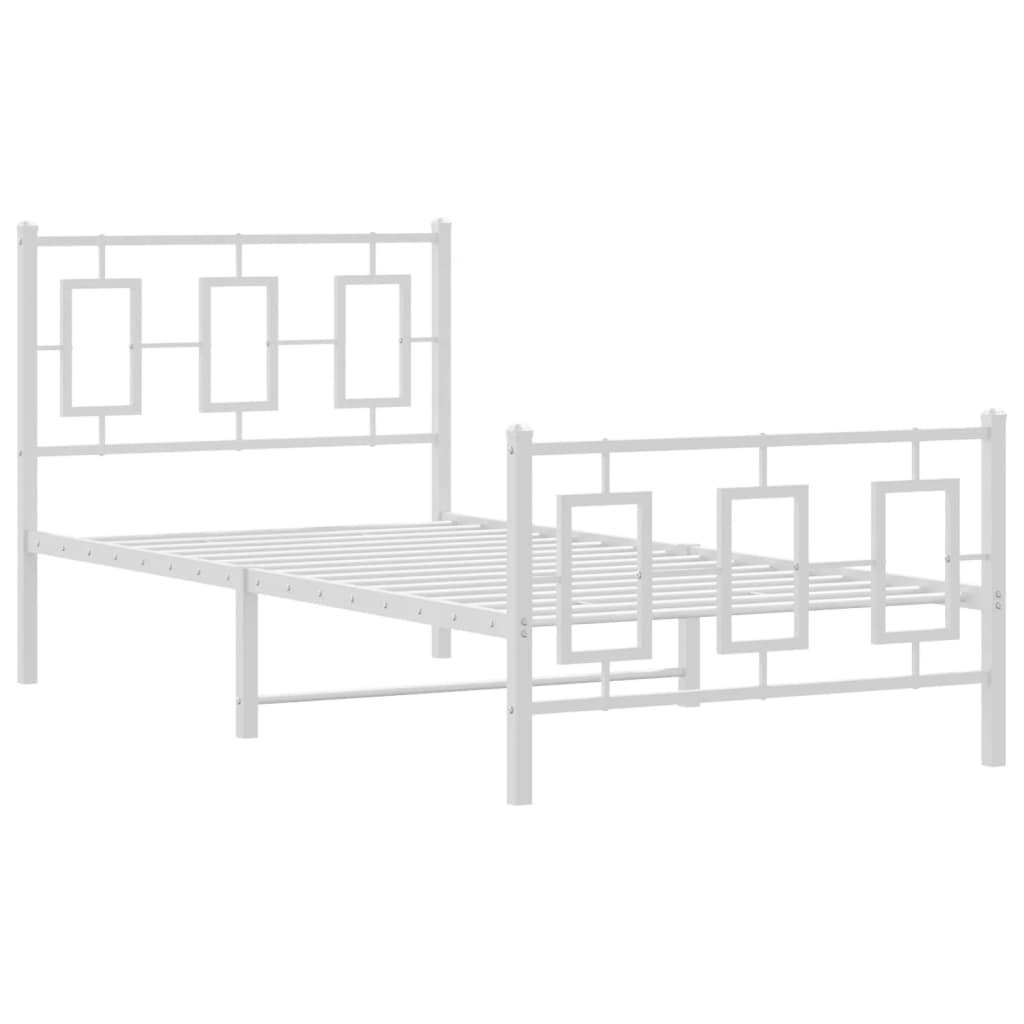 vidaXL Bedframe met hoofd- en voeteneinde metaal wit 90x200 cm afbeelding