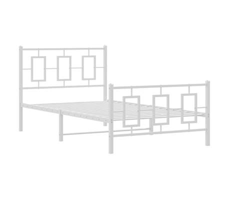 vidaXL Cadre de lit m&eacute;tal sans matelas et pied de lit blanc 100x190 cm