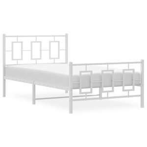 Kovový rám postele s hlavovým a nožním čelem bílý 100 x 200 cm - obrázek 4