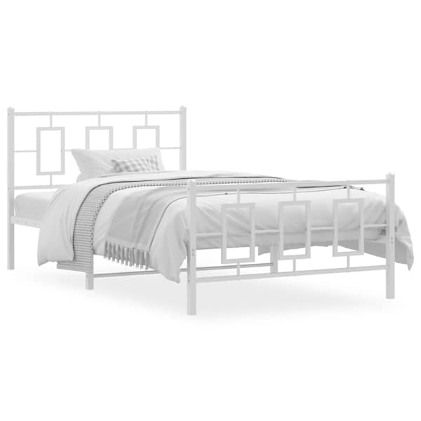 vidaXL metallist voodiraam peatsi ja jalutsiga, valge, 107x203 cm