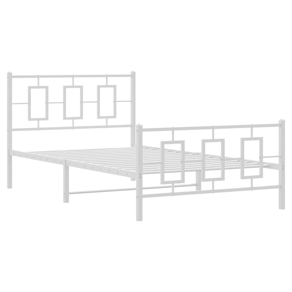 vidaXL Bedframe met hoofd- en voeteneinde metaal wit 107x203 cm afbeelding
