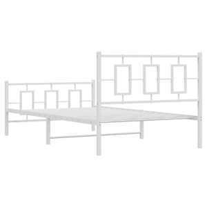 Kovový rám postele s hlavovým a nožním čelem bílý 107 x 203 cm - obrázek 7