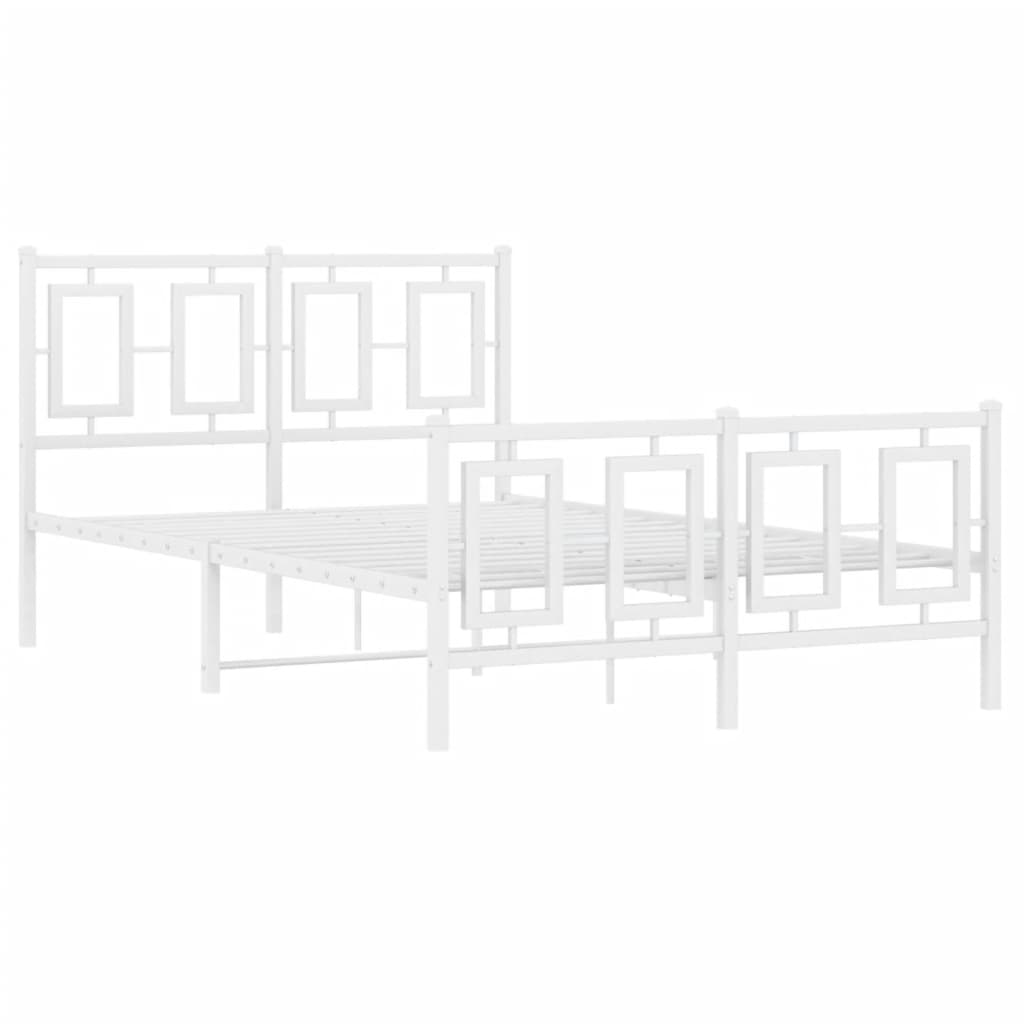 vidaXL Bedframe met hoofd- en voeteneinde metaal wit 120 x 190 cm, foto 2
