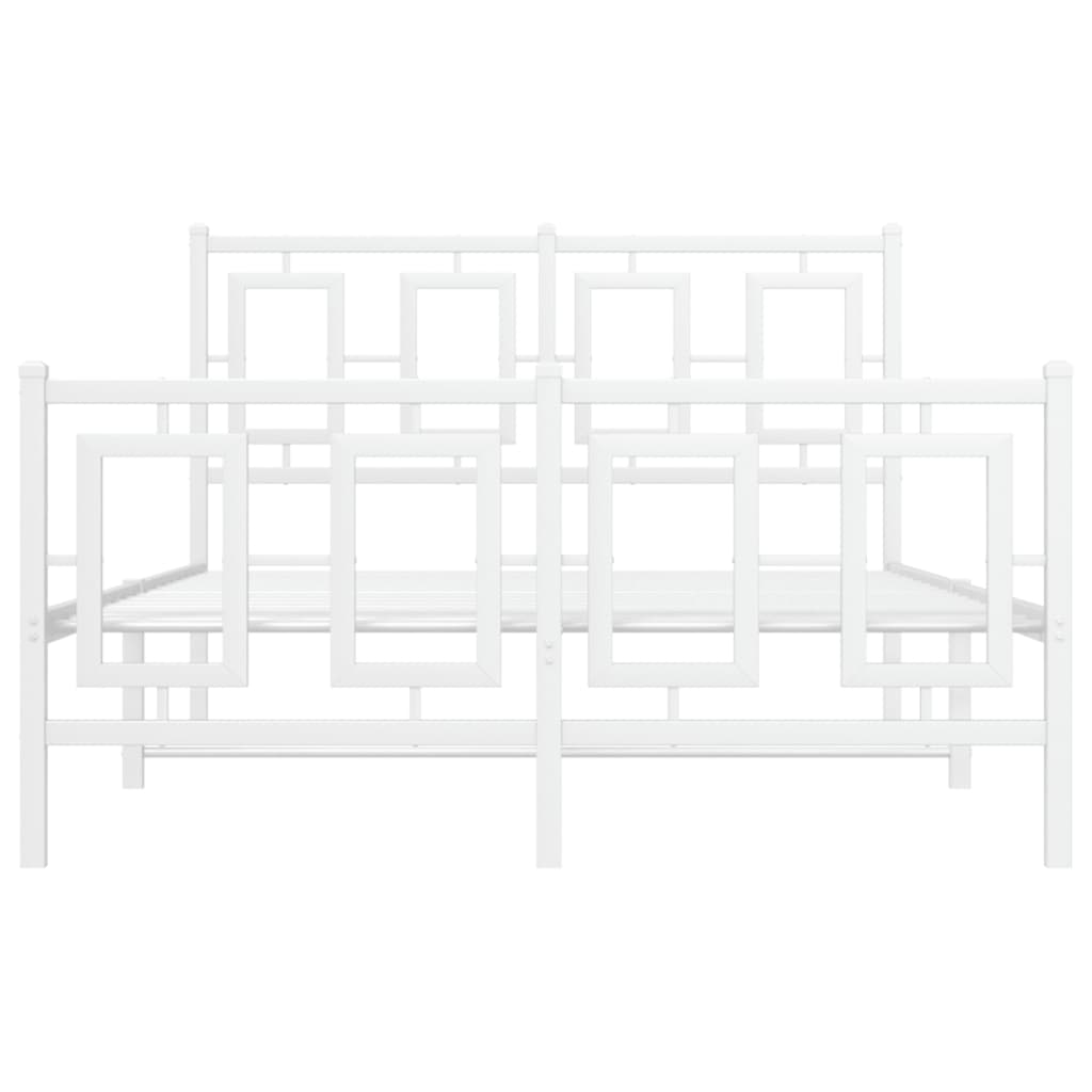 vidaXL Bedframe met hoofd- en voeteneinde metaal wit 120 x 190 cm, foto 4