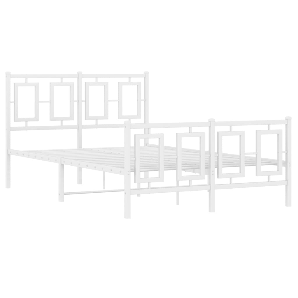 vidaXL Bedframe met hoofd- en voeteneinde metaal wit 120x200 cm afbeelding