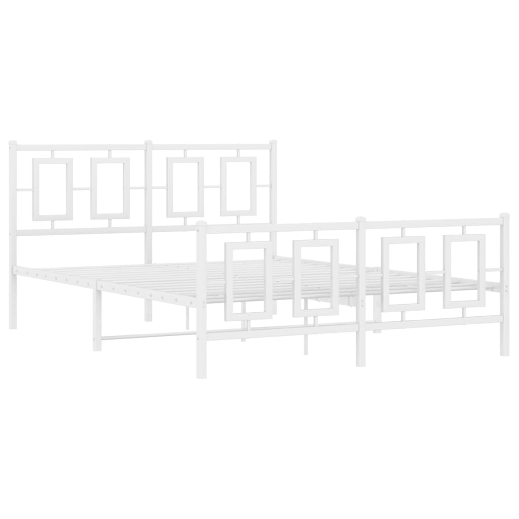 vidaXL Bedframe met hoofd- en voeteneinde metaal wit 135x190 cm afbeelding