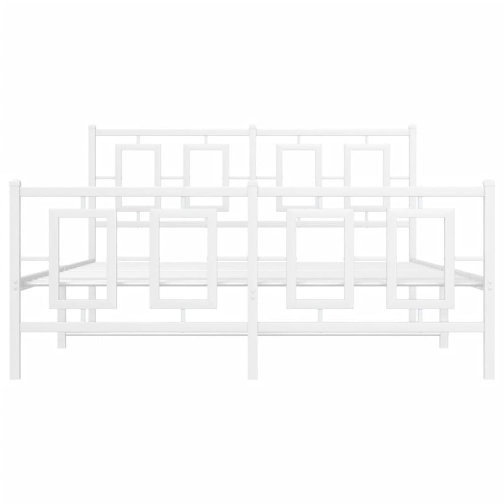 vidaXL Bedframe met hoofd- en voeteneinde metaal wit 135x190 cm, foto 4