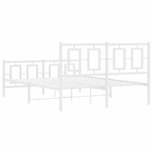 Kovový rám postele s hlavovým a nožním čelem bílý 135 x 190 cm - obrázek 7