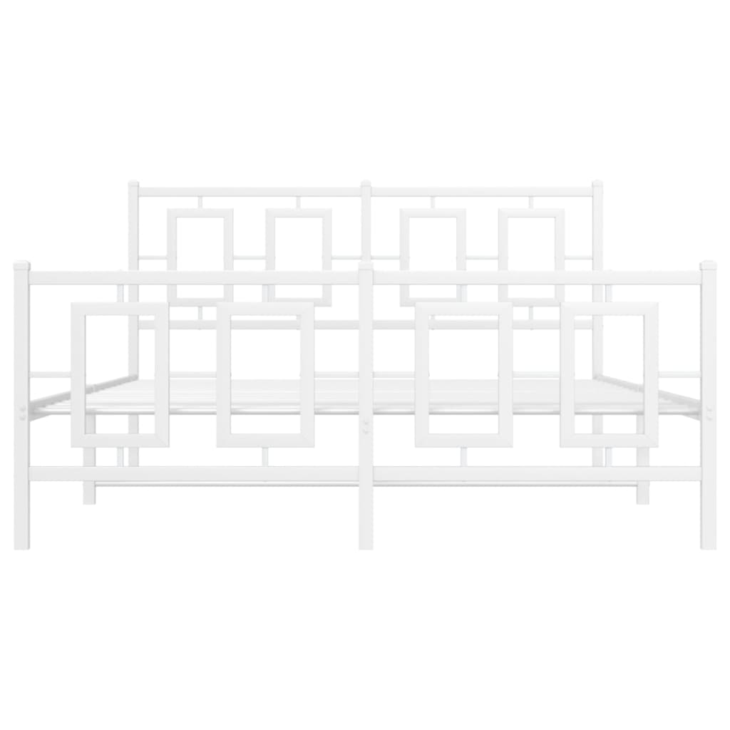 vidaXL Bedframe met hoofd- en voeteneinde metaal wit 140x190 cm, foto 4