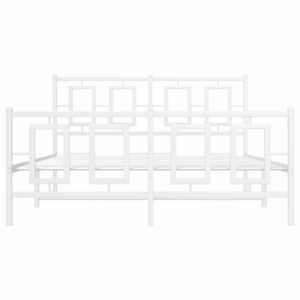 Kovový rám postele s hlavovým a nožním čelem bílý 140 x 200 cm - obrázek 5