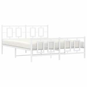 Kovový rám postele s hlavovým a nožním čelem bílý 150 x 200 cm - obrázek 4