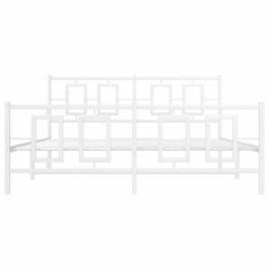 Kovový rám postele s hlavovým a nožním čelem bílý 150 x 200 cm - obrázek 5
