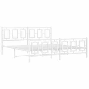 Kovový rám postele s hlavovým a nožním čelem bílý 180 x 200 cm - obrázek 3