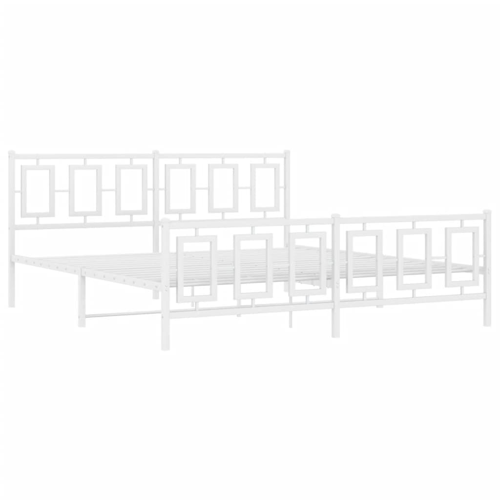 vidaXL Bedframe met hoofd- en voeteneinde metaal wit 183x213 cm, foto 2
