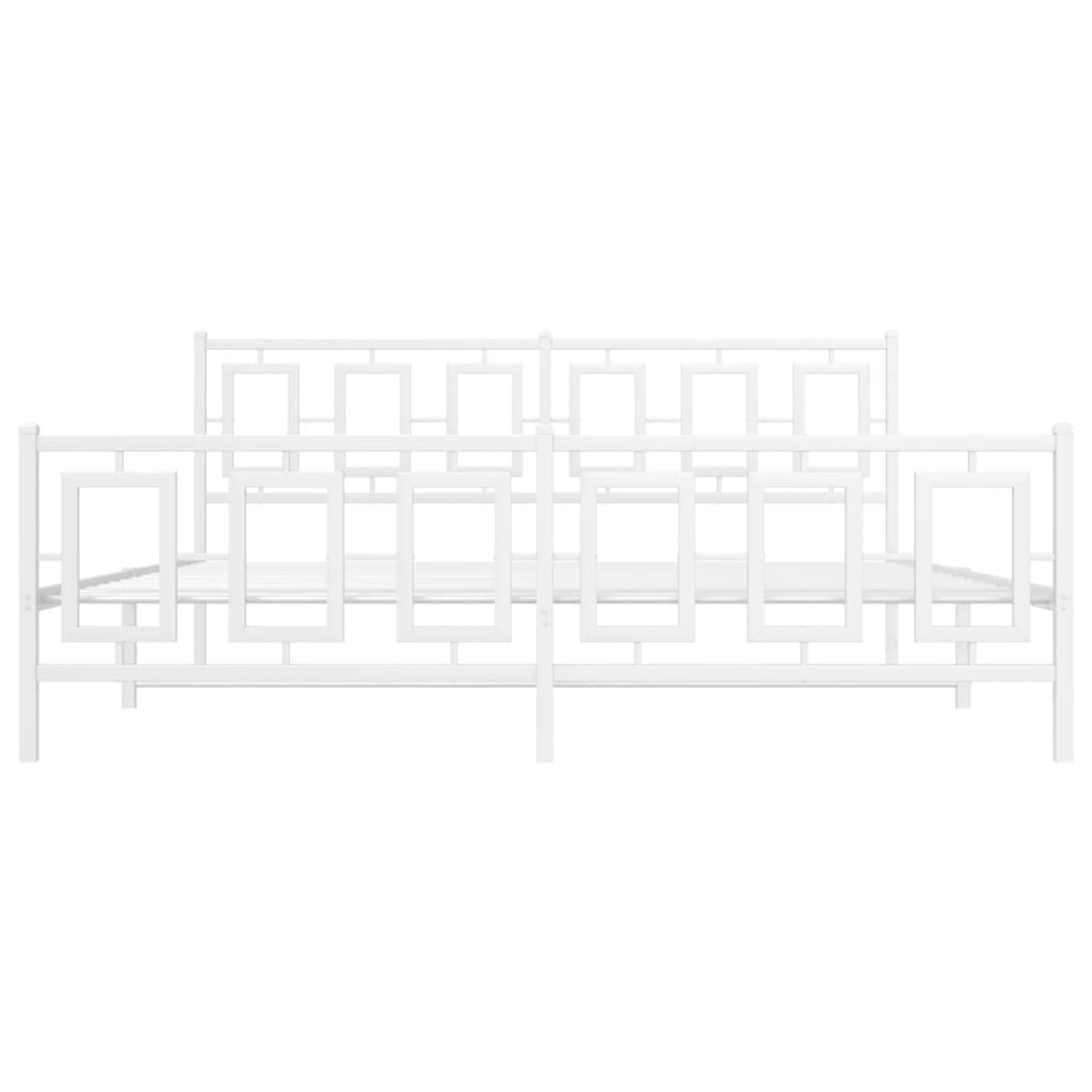 vidaXL Bedframe met hoofd- en voeteneinde metaal wit 183x213 cm, foto 4