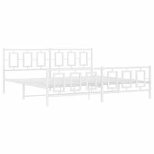 Kovový rám postele s hlavovým a nožním čelem bílý 200 x 200 cm - obrázek 3