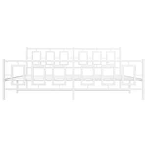 Kovový rám postele s hlavovým a nožním čelem bílý 200 x 200 cm - obrázek 5