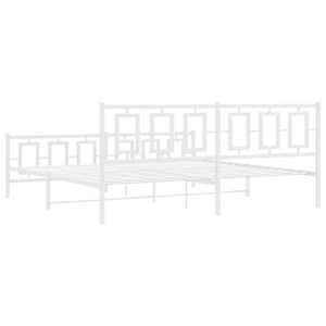 Kovový rám postele s hlavovým a nožním čelem bílý 200 x 200 cm - obrázek 7