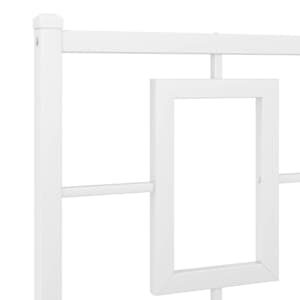 Kovový rám postele s hlavovým a nožním čelem bílý 200 x 200 cm - obrázek 8