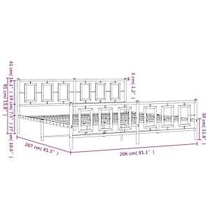 Kovový rám postele s hlavovým a nožním čelem bílý 200 x 200 cm - obrázek 10