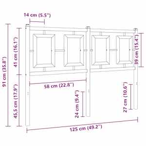 Kovové náhradní čelo postele bílé 120 cm - obrázek 7