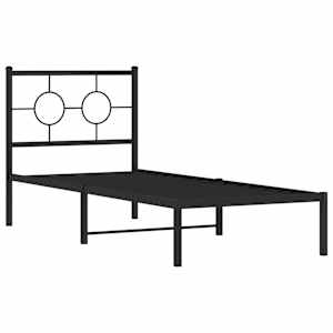 Kovový rám postele s čelem černý 75 x 190 cm - obrázek 3