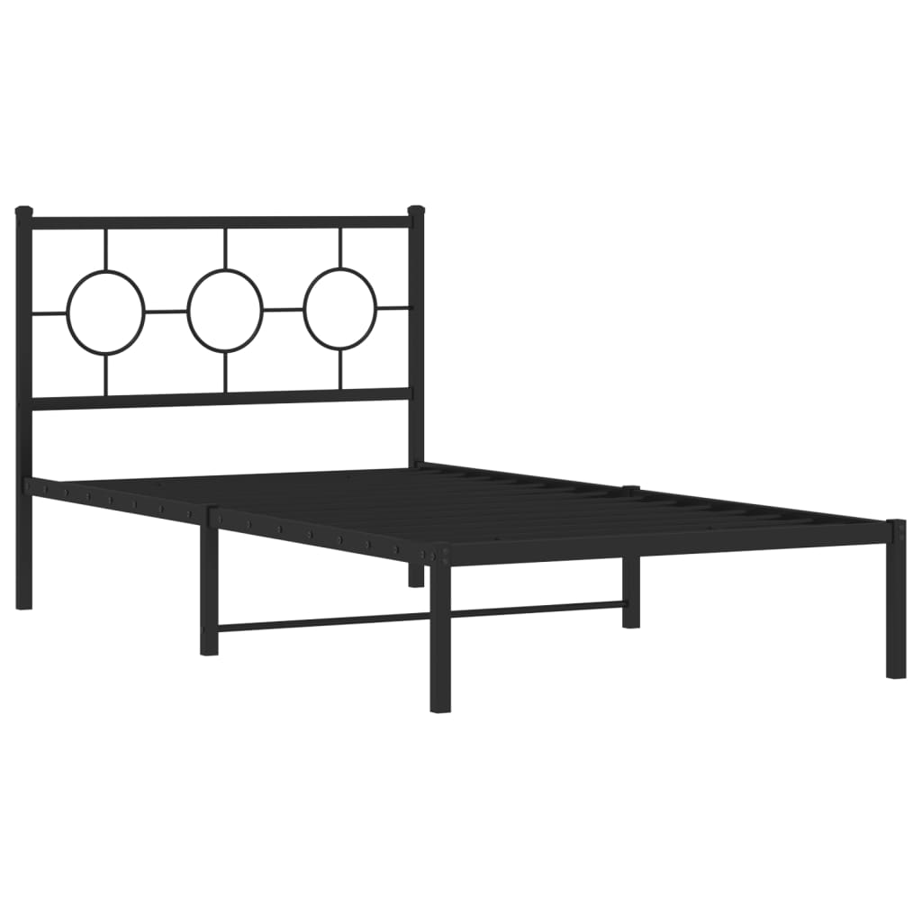 vidaXL Bedframe met hoofdbord metaal zwart 100x190 cm afbeelding