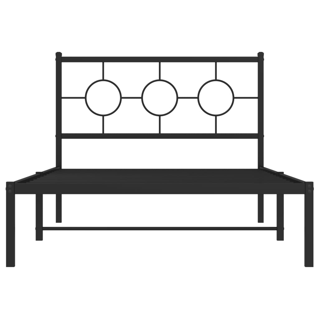 vidaXL Bedframe met hoofdbord metaal zwart 107x203 cm, foto 4