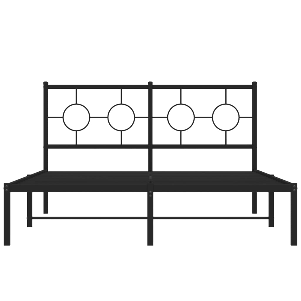 vidaXL Bedframe met hoofdbord metaal zwart 135x190 cm, foto 4
