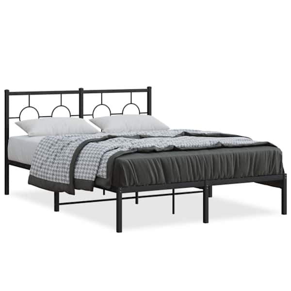 vidaXL metallist voodiraam peatsiga, must, 140x190 cm