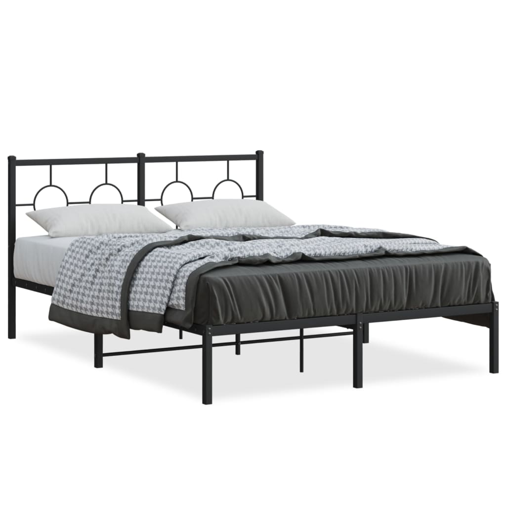 vidaXL Bedframe met hoofdbord metaal zwart 140x200 cm, foto 3