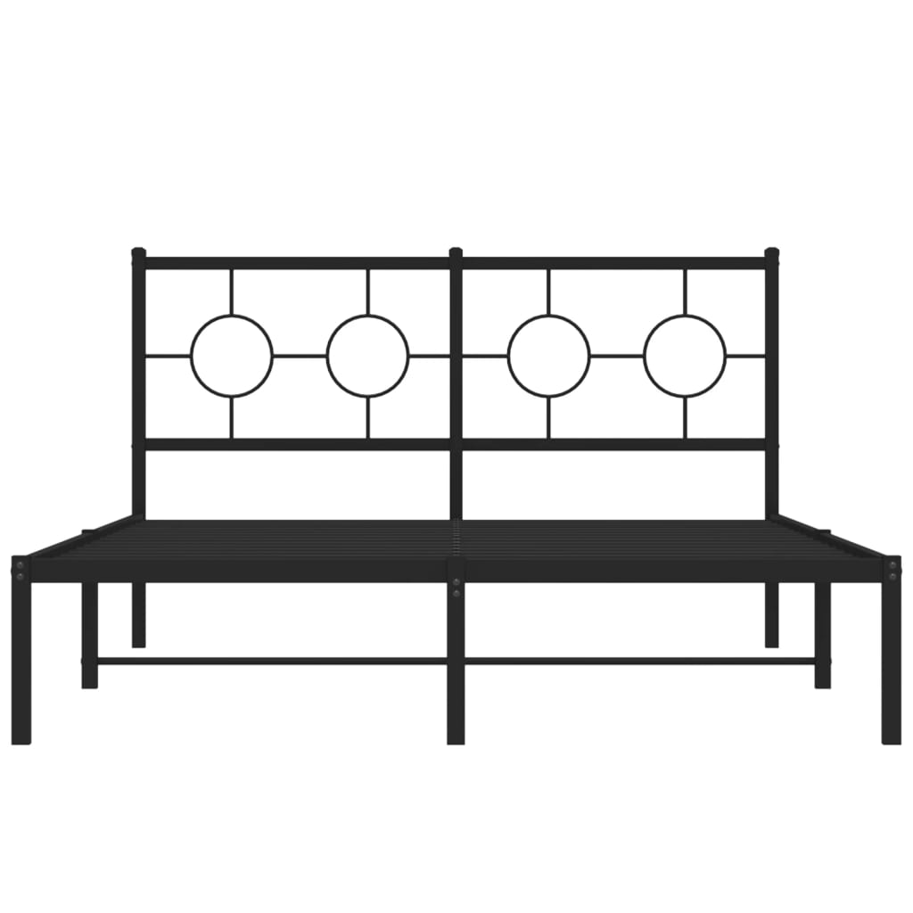 vidaXL Bedframe met hoofdbord metaal zwart 140x200 cm, foto 4
