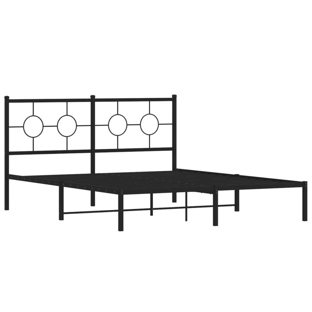 vidaXL Bedframe met hoofdbord metaal zwart 150x200 cm afbeelding